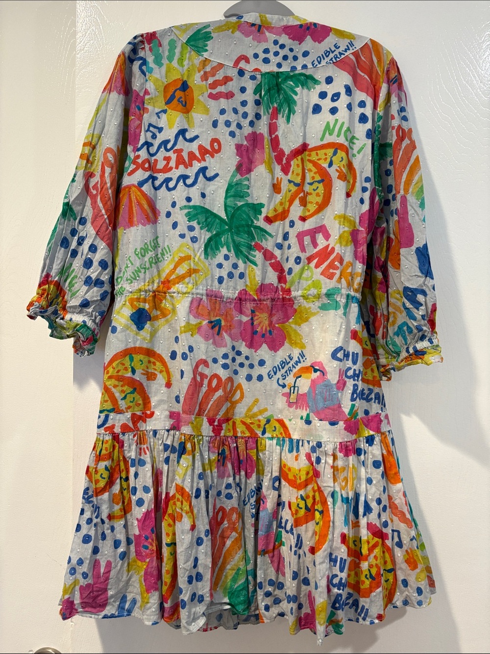 Farm Rio Women’s Medium Good Vibes Mini Dress 100% Cotton Summer Anthropologie - Picture 10 of 13